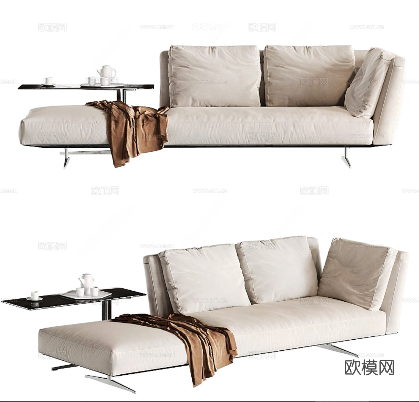 现代贵妃椅 沙发凳su模型