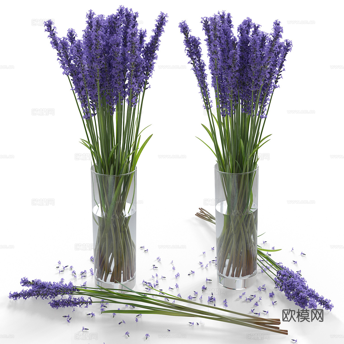 现代薰衣草花瓶花艺3d模型