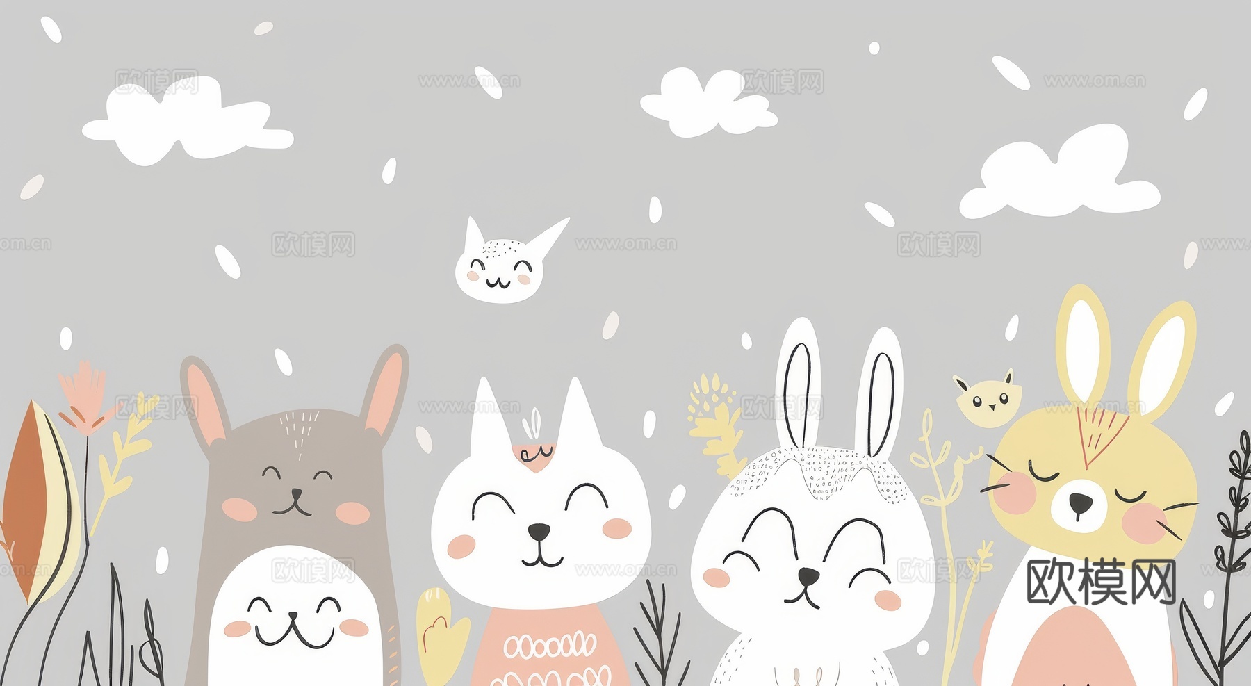 儿童房卡通壁纸壁画
