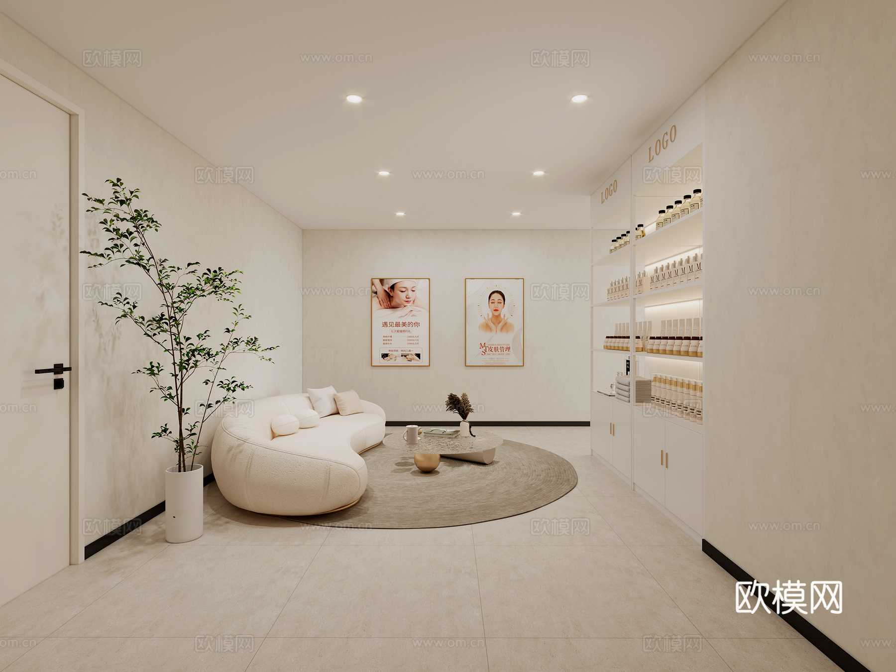 美容院前台 现代美容院 展示柜3d模型