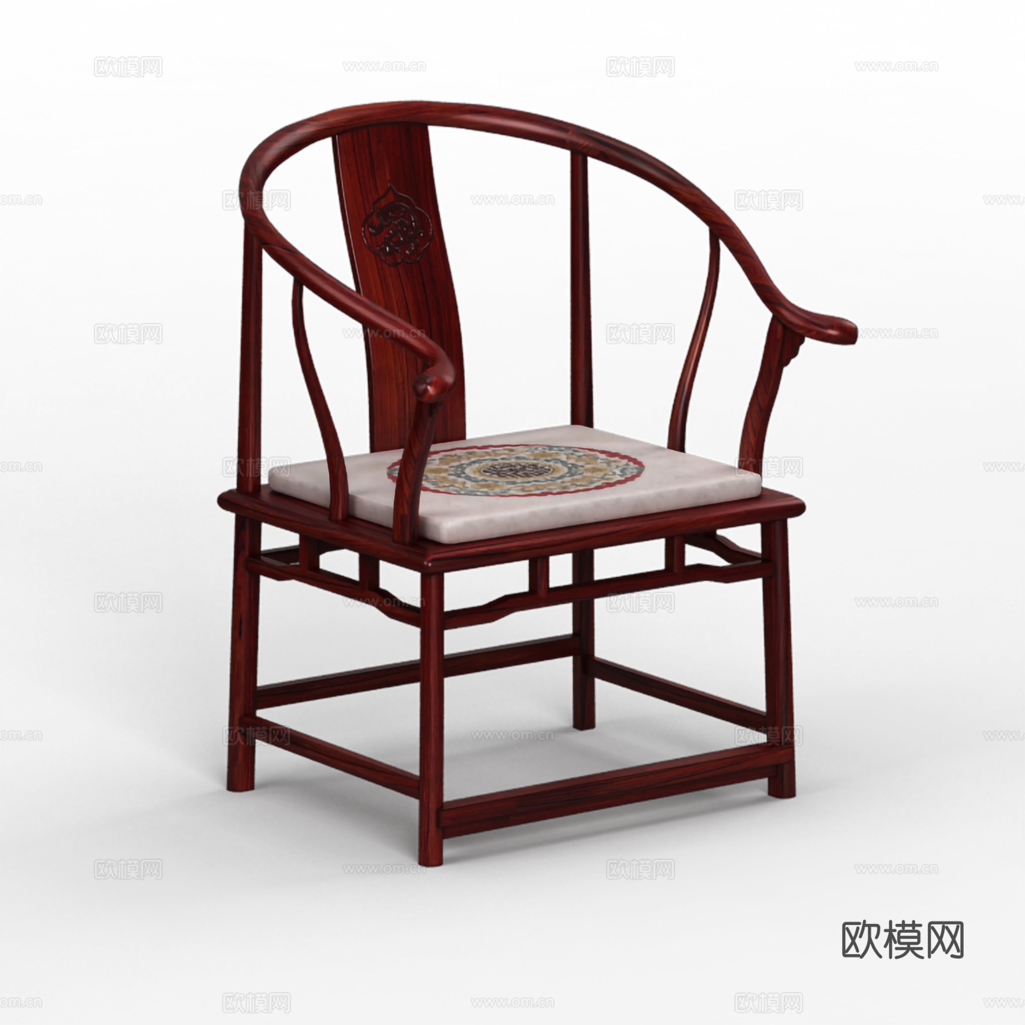中式茶台椅 新中式扶手椅 圈椅 实木红木3d模型