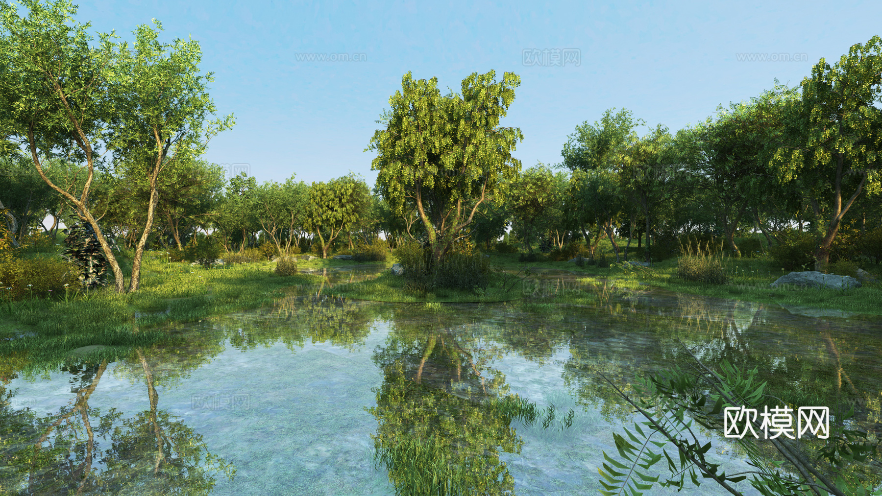 现代湿地公园景观3d模型