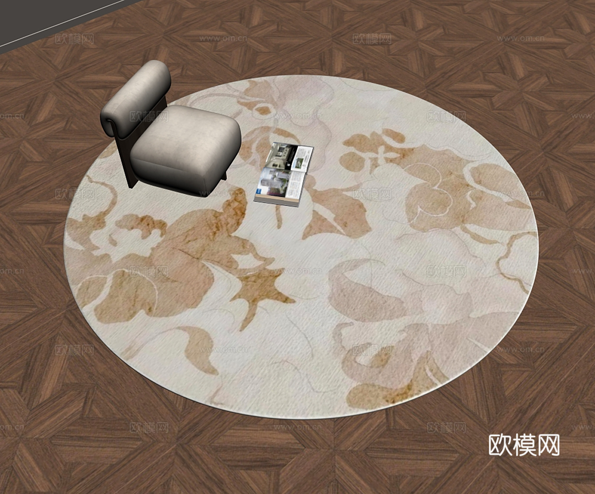 现代圆形卧室地毯  酒店地毯3d模型