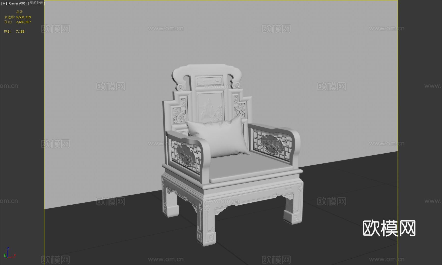 中式直腿沙发 雕花 红木实木3d模型