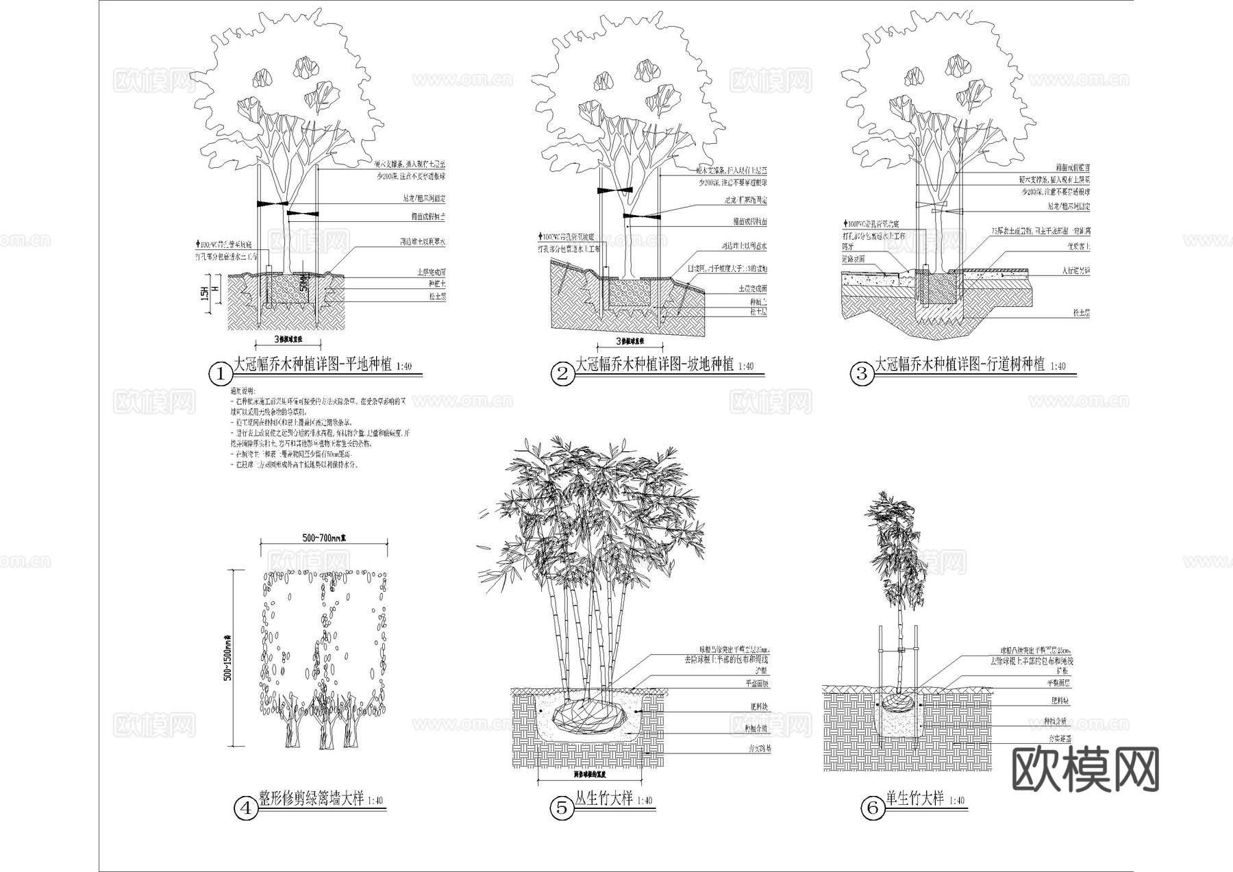 种植说明大样图cad施工图