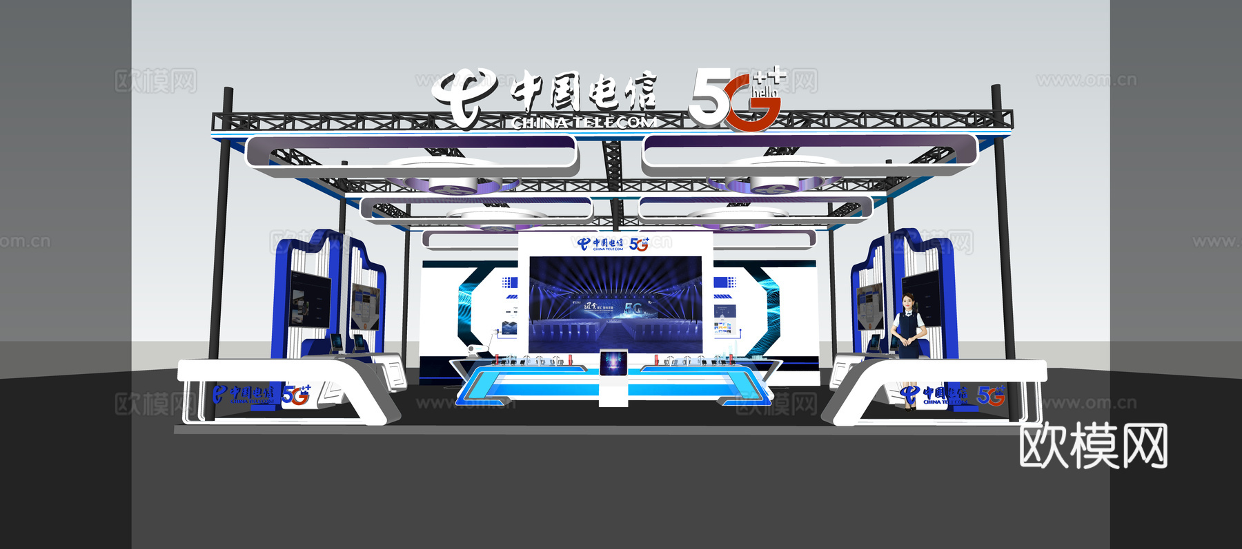 现代展位展台 展览展厅 会展展台 特装展位su模型