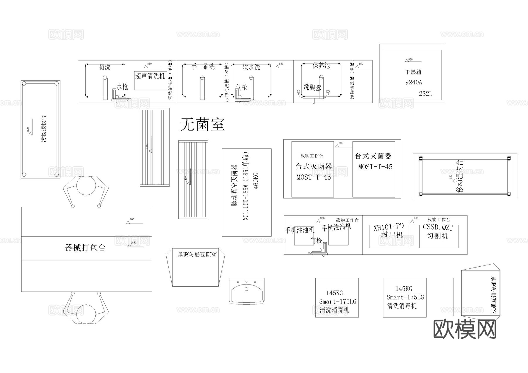 医疗设备无菌用品图库cad施工图