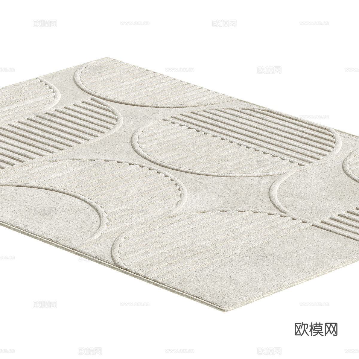 现代奶油风布艺地毯3d模型