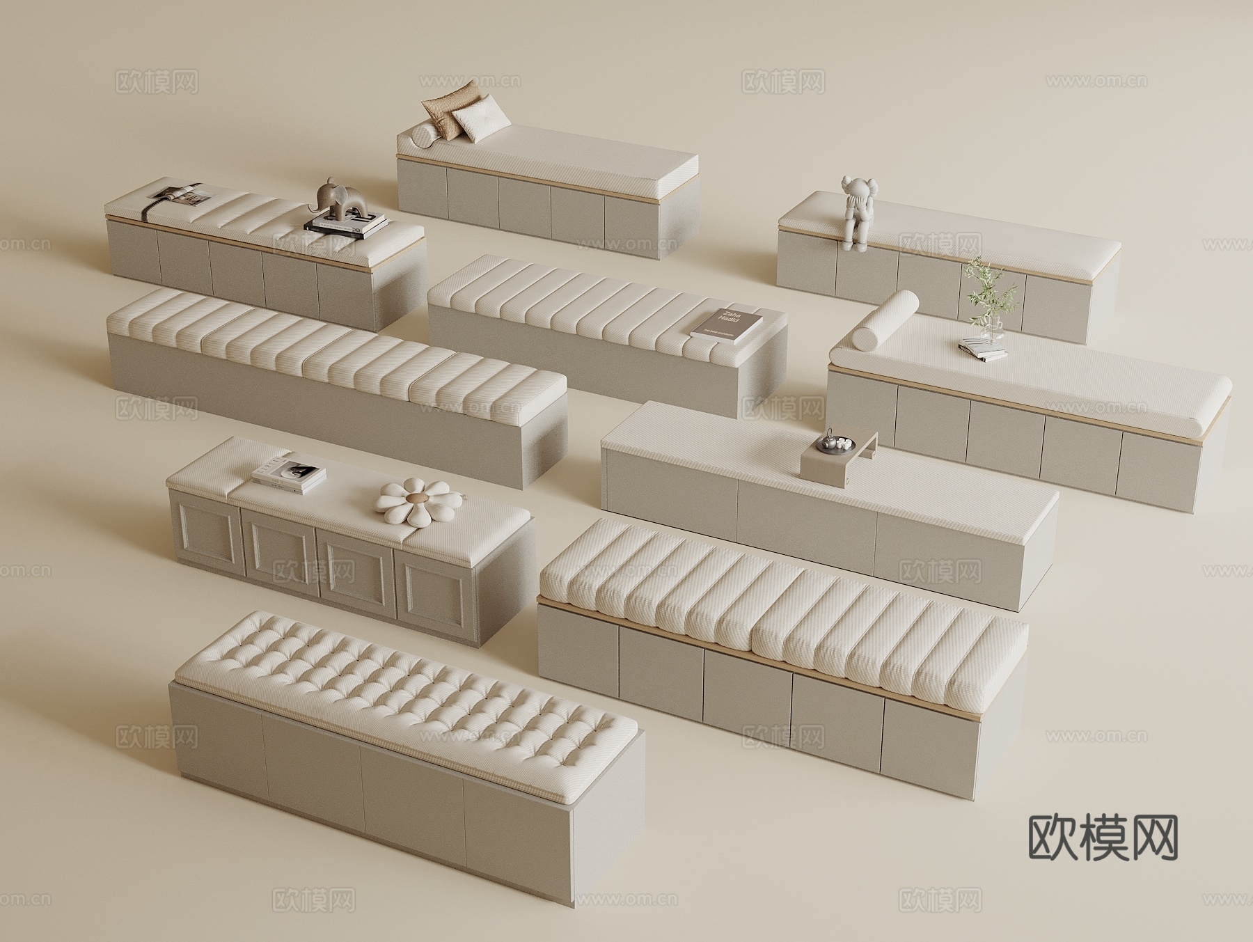 现代飘窗柜 飘窗垫3d模型