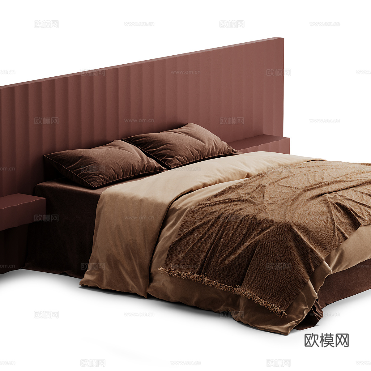 现代意式布艺双人床3d模型