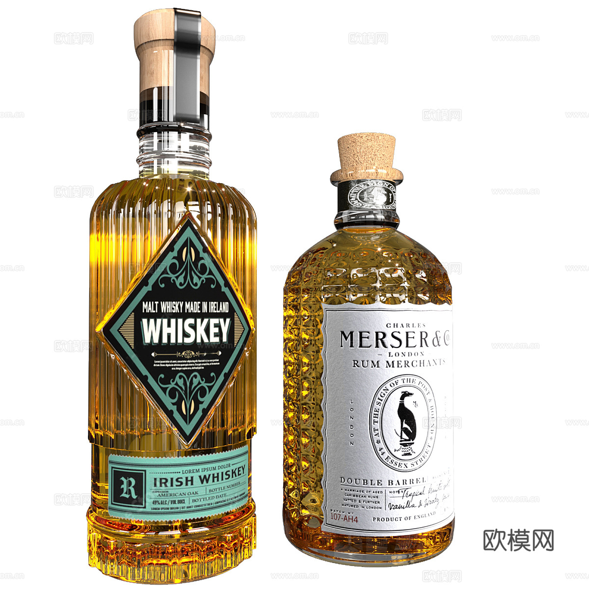 威士忌 干邑白兰地 酒水 酒瓶3d模型