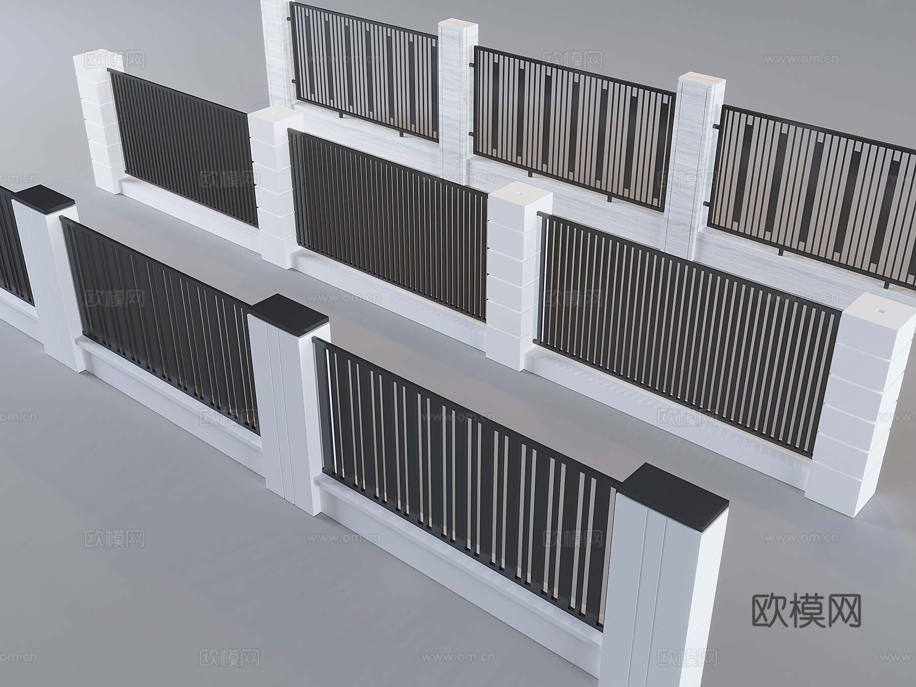 庭院围墙铁艺护栏 栏杆防护栏隔离栏3d模型