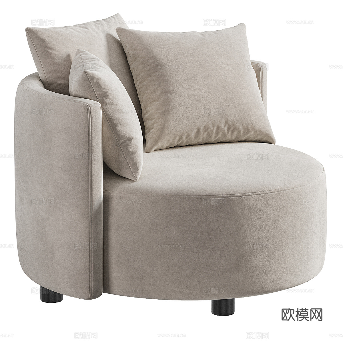 现代奶油风布艺沙发椅3d模型