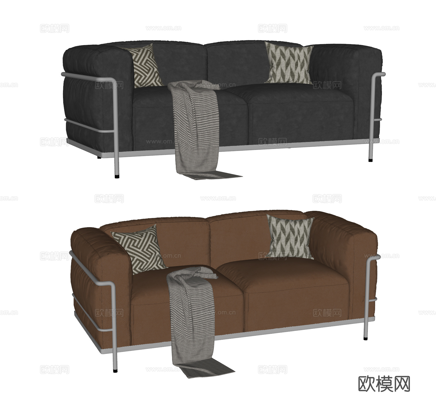 CASSINA 现代双人沙发 柯布西耶沙发 皮沙发 包豪斯沙su模型