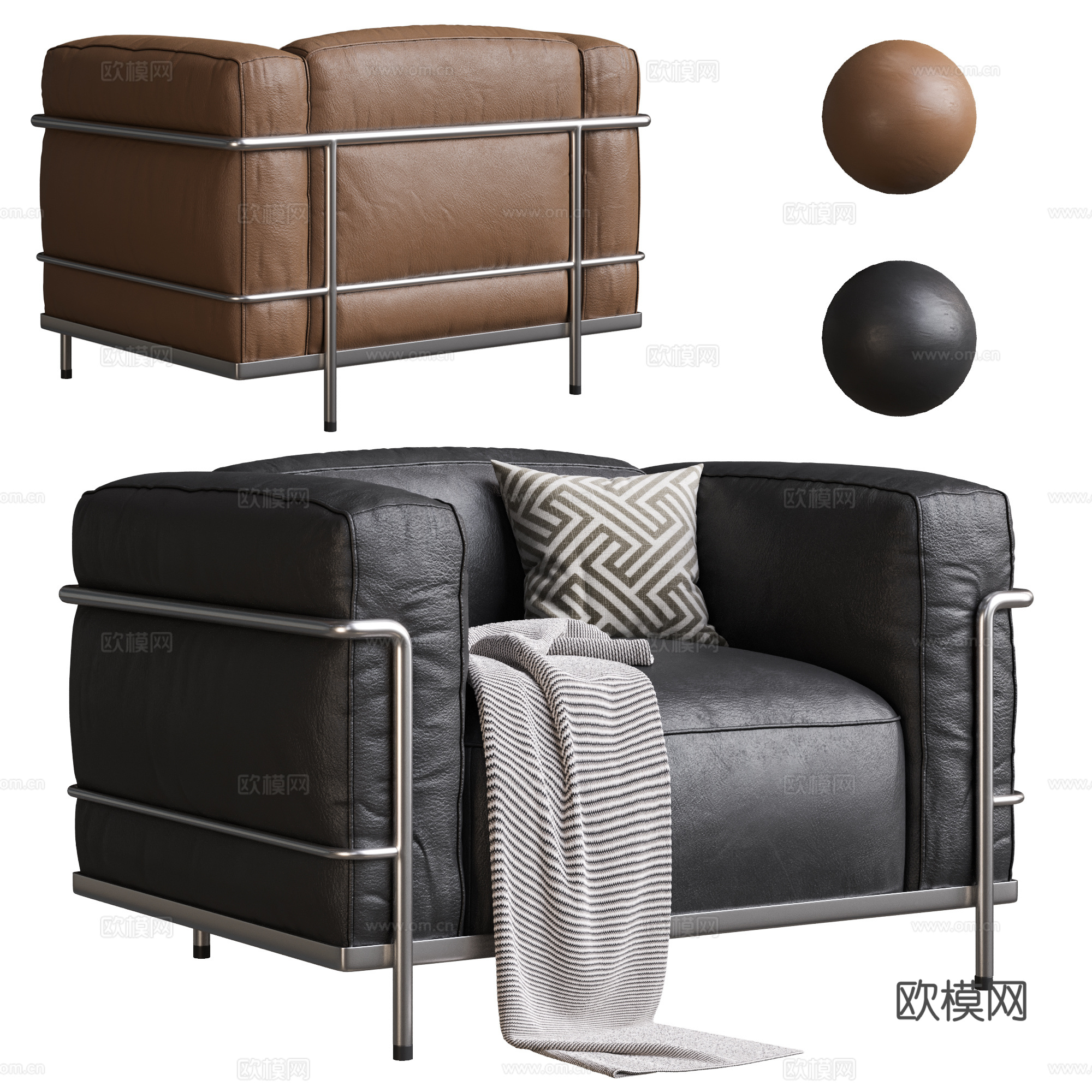 CASSINA 现代单人沙发 休闲沙发 沙发椅 皮沙发3d模型