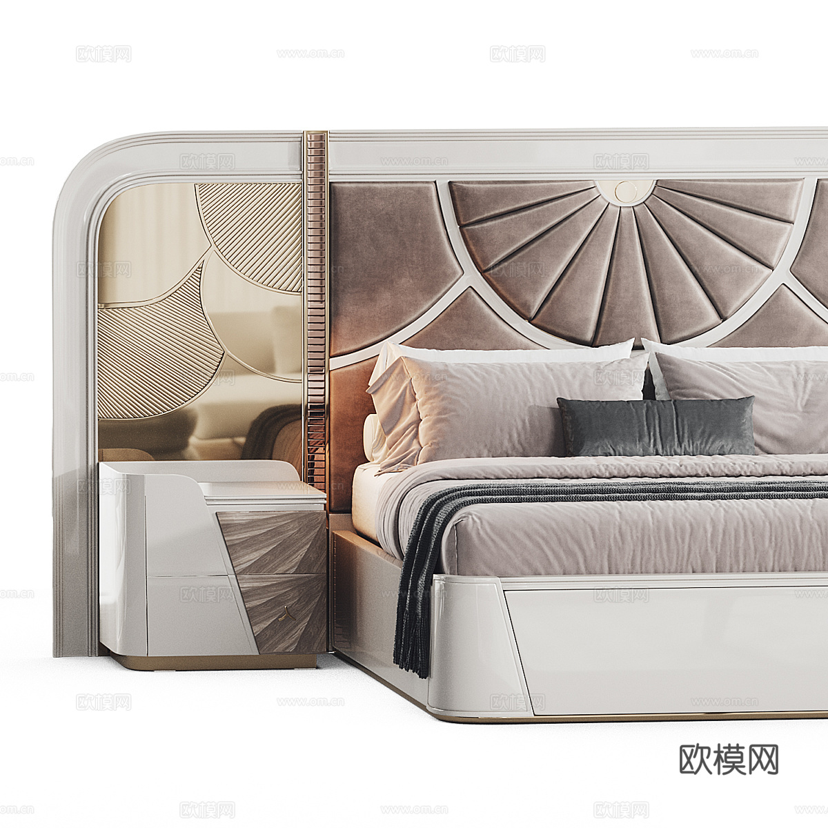 现代轻奢布艺双人床3d模型