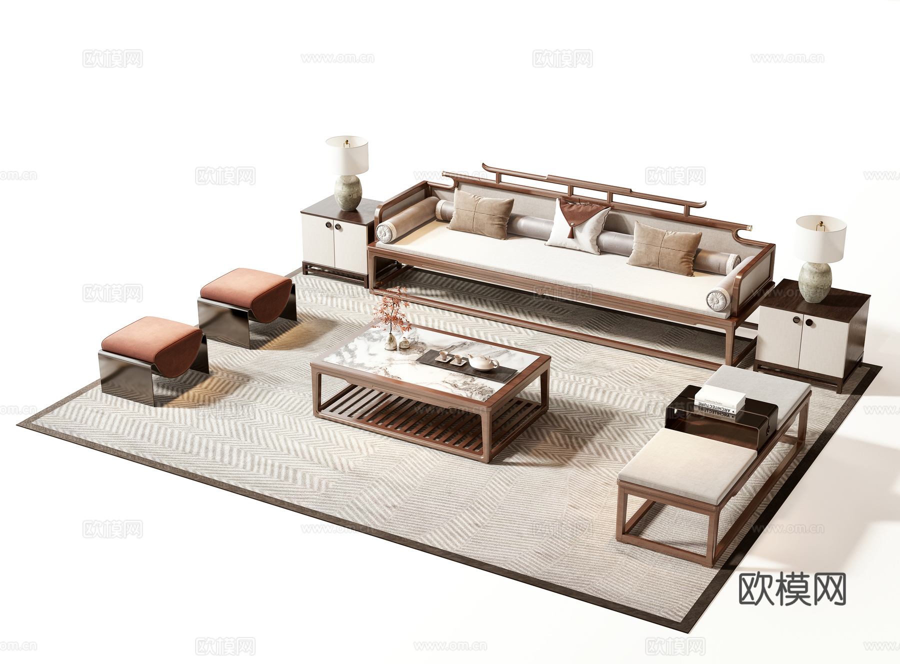 新中式沙发组3d模型