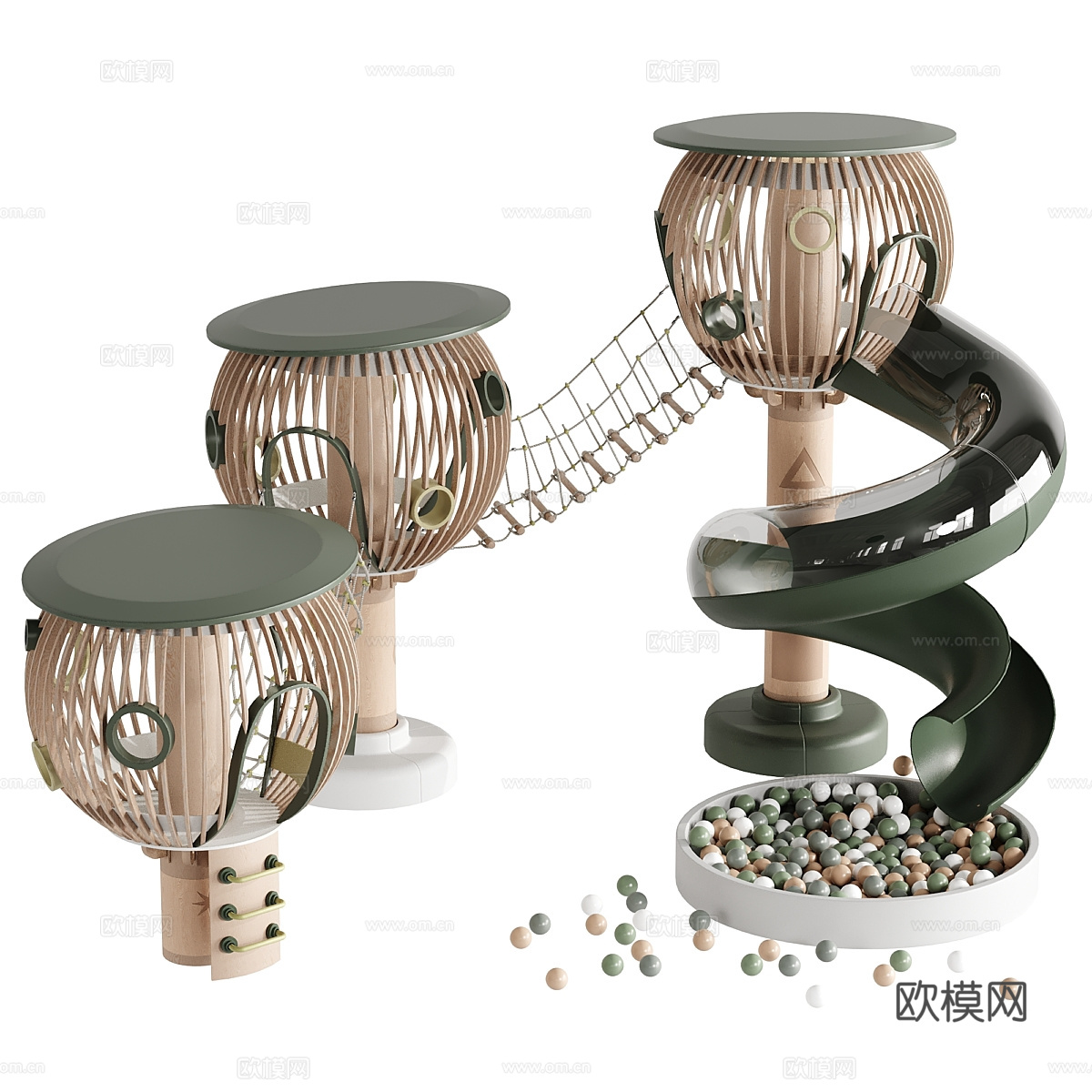 现代儿童游乐区 滑梯3d模型