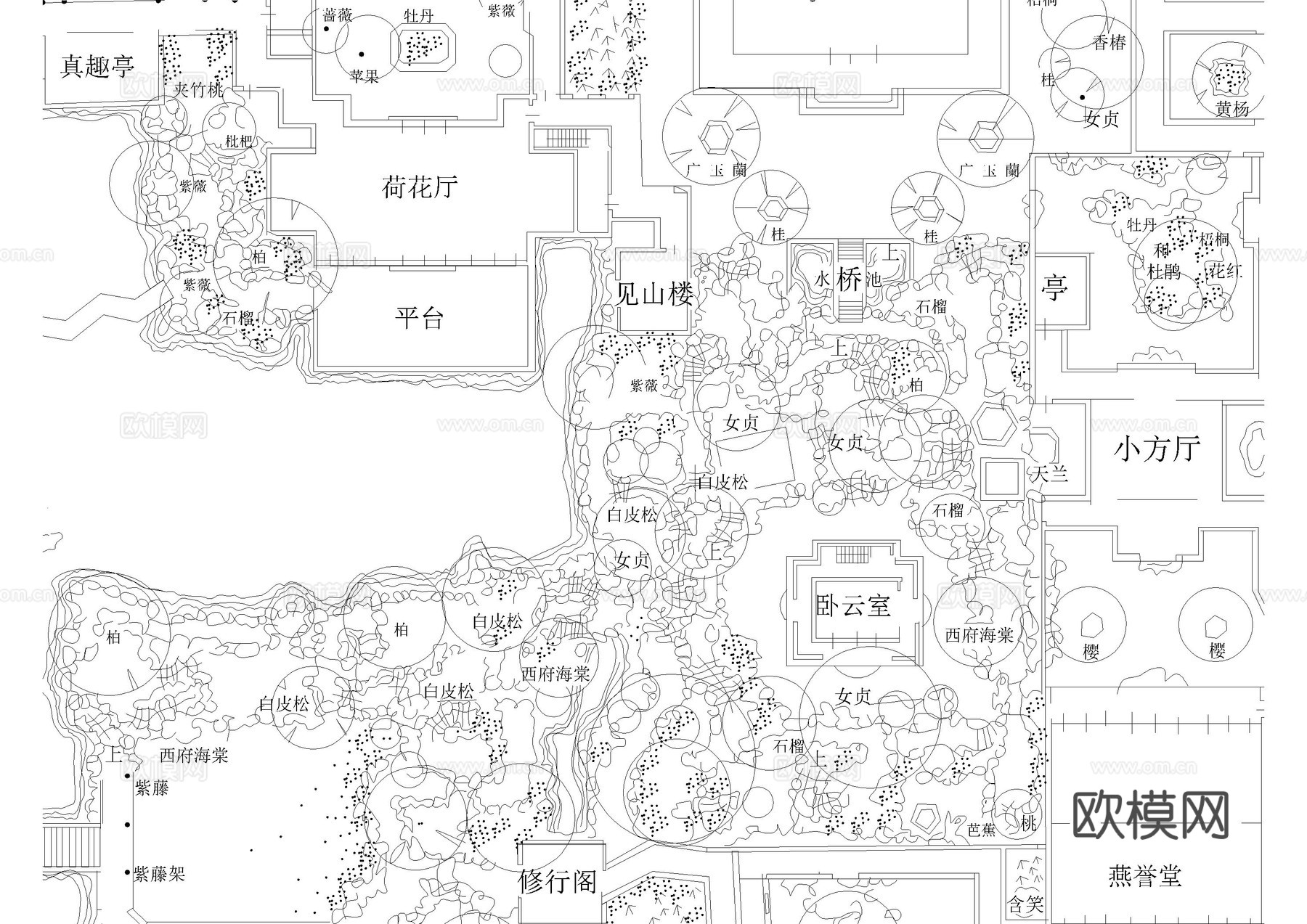 苏州园林景观平面图cad施工图
