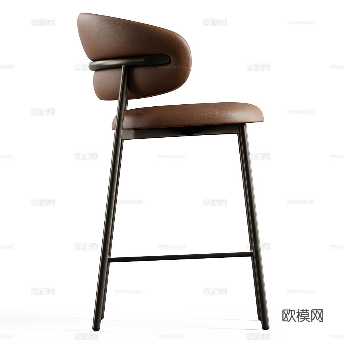 现代意式皮革吧台椅3d模型