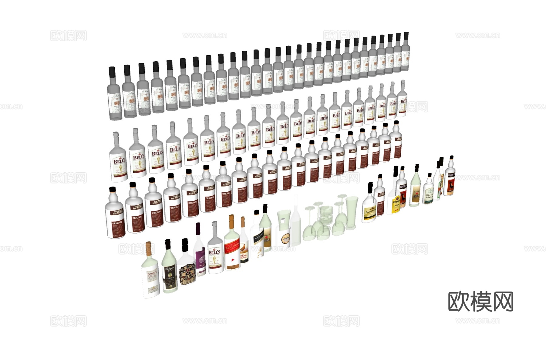 酒具酒瓶酒杯su模型