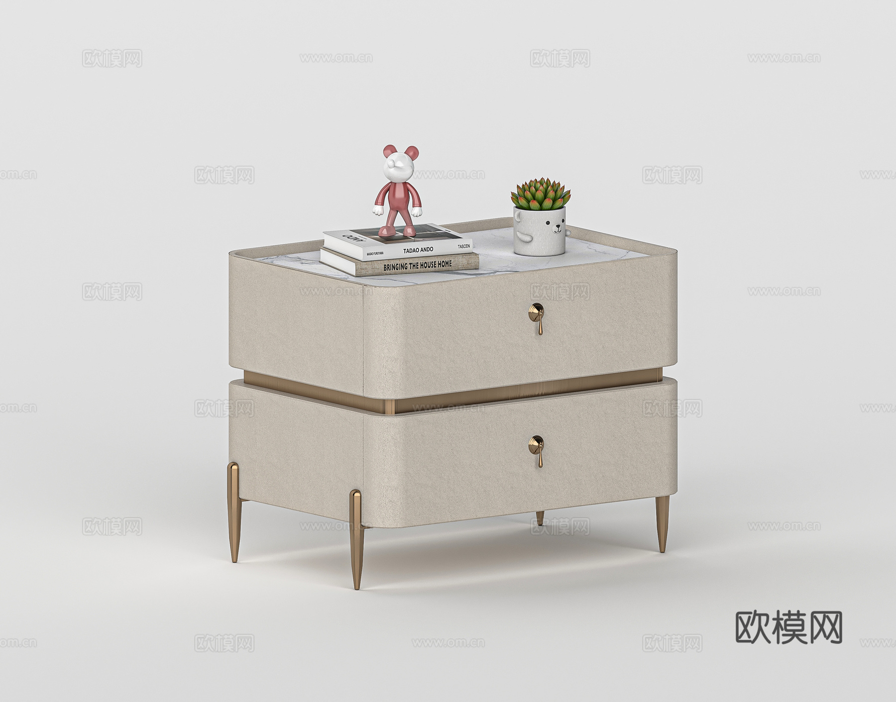 现代轻奢床头柜3d模型
