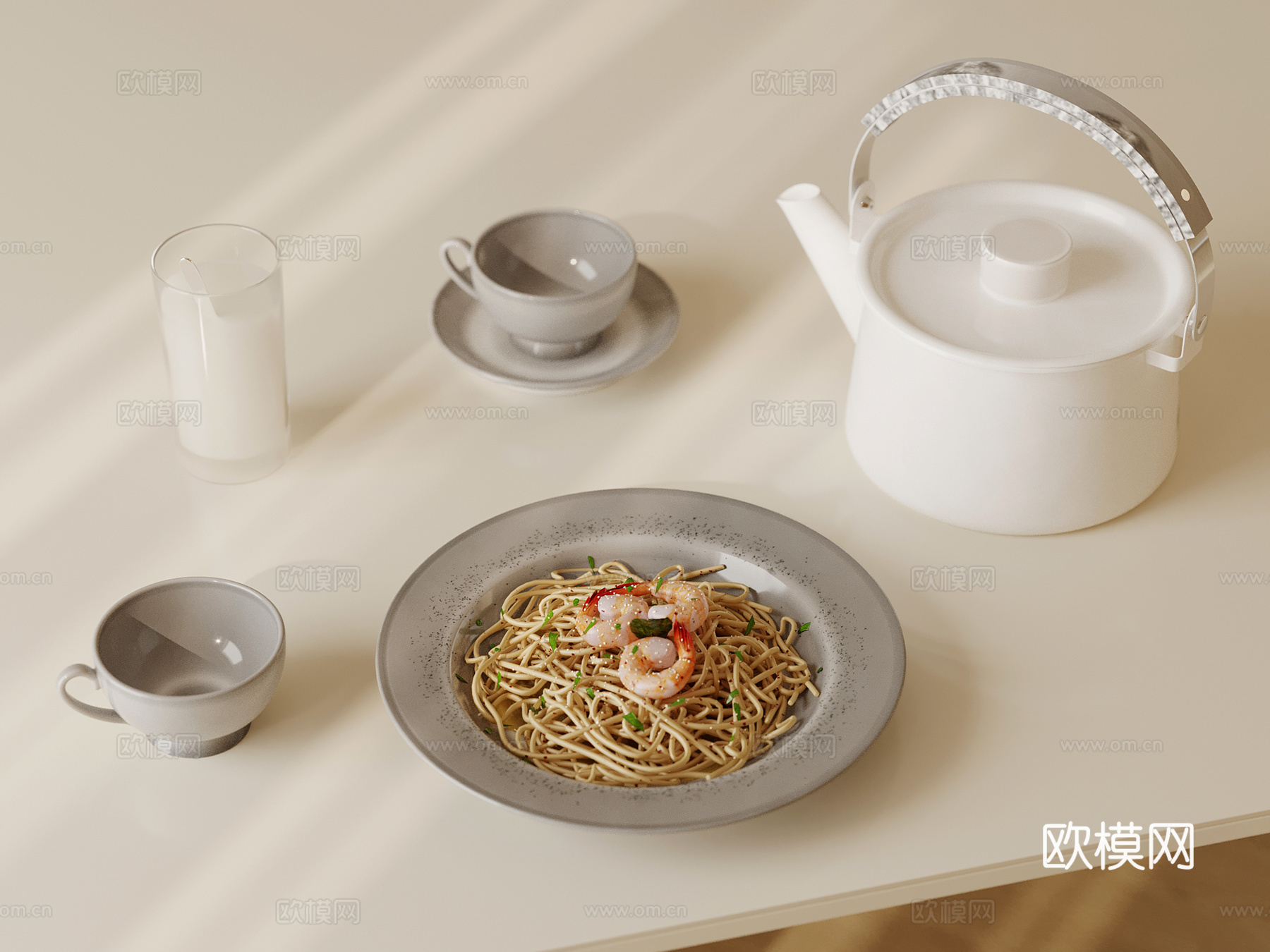 餐具 现代餐具 食物 杯子su模型