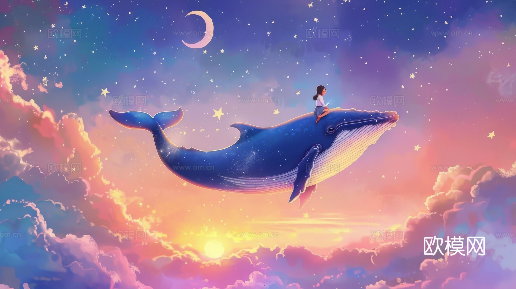 儿童房卡通壁纸壁画下载（渲染图1）