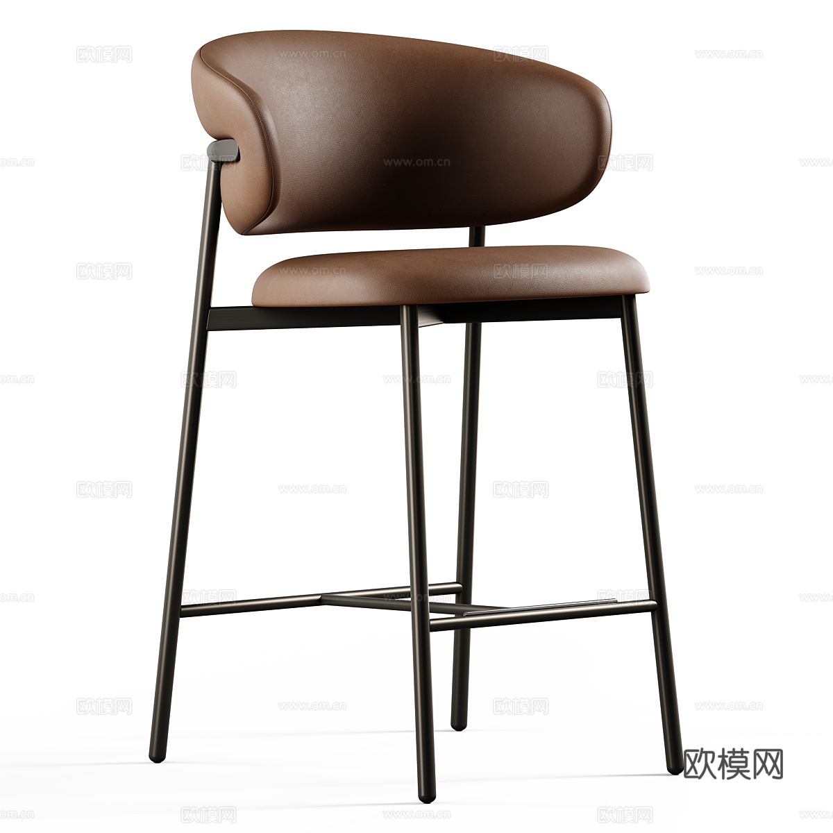 现代意式皮革吧台椅3d模型