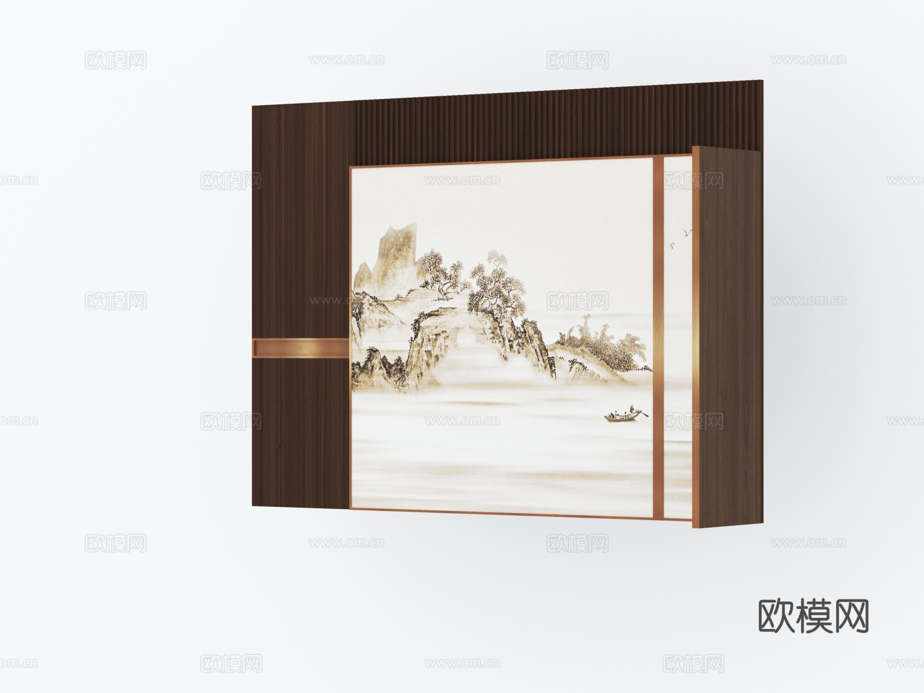 现代 新中式 客餐厅 沙发背景墙3d模型