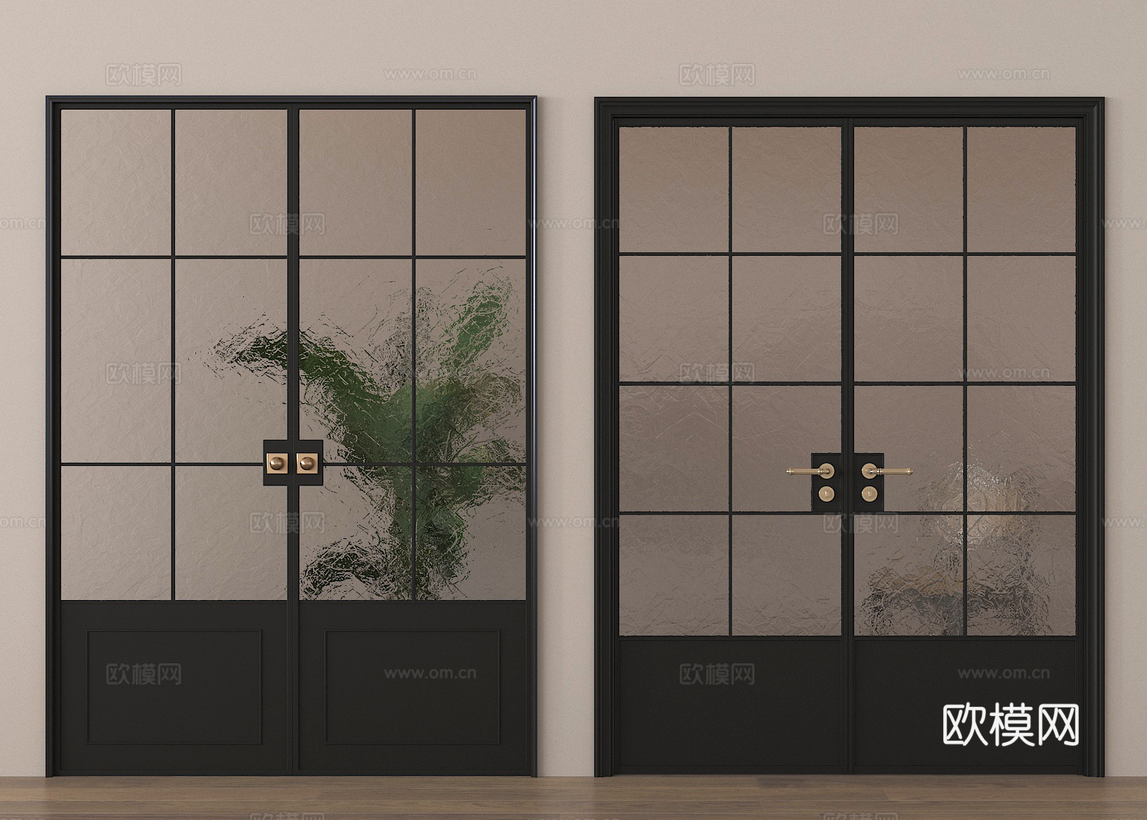 玻璃门 玻璃双开门 阳台门 花房门3d模型