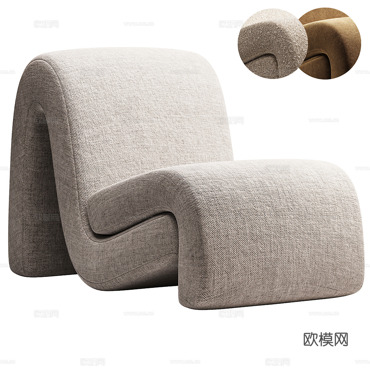 现代意式布艺休闲椅3d模型