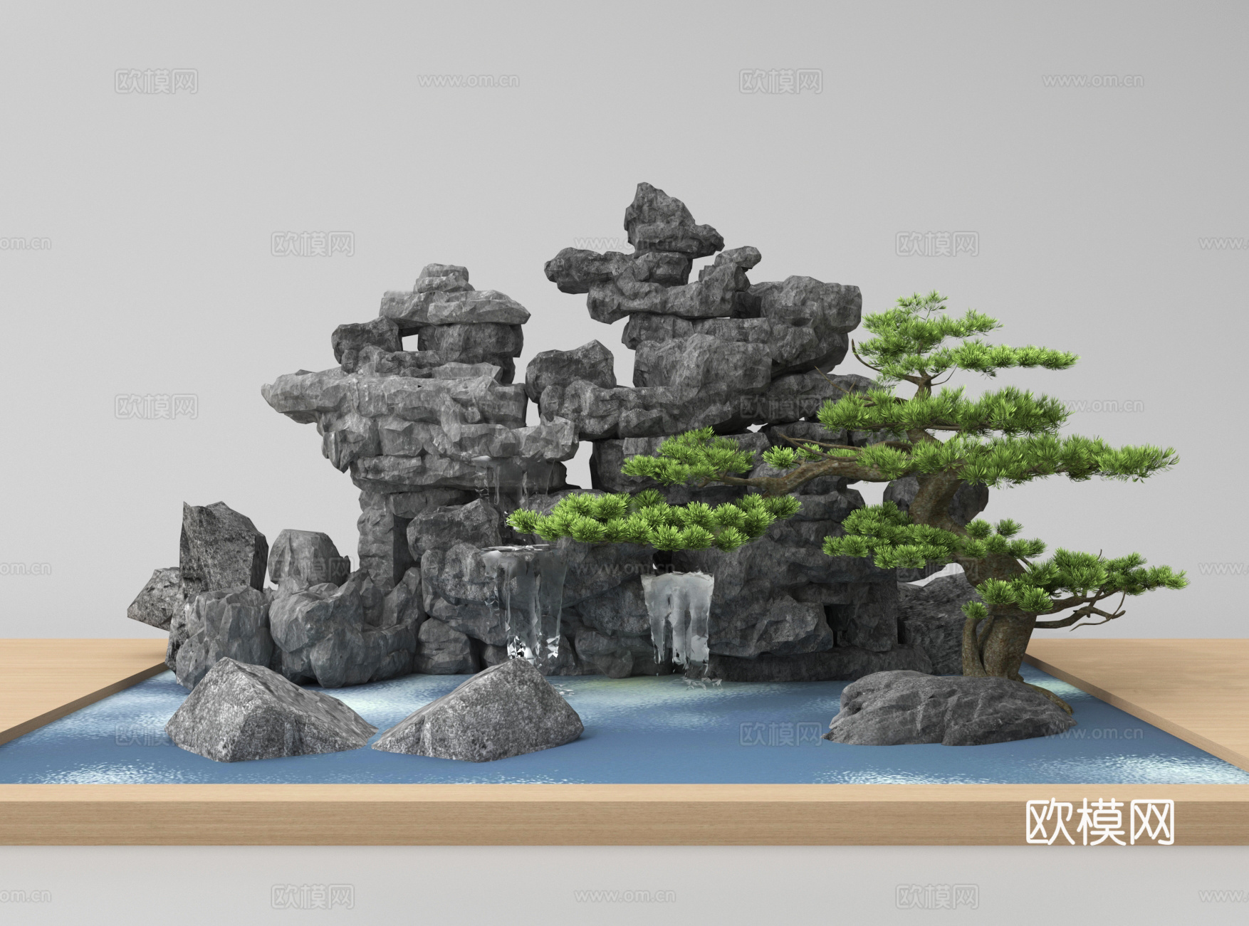 庭院景观 石头造景 景观小品 假山 石景su模型