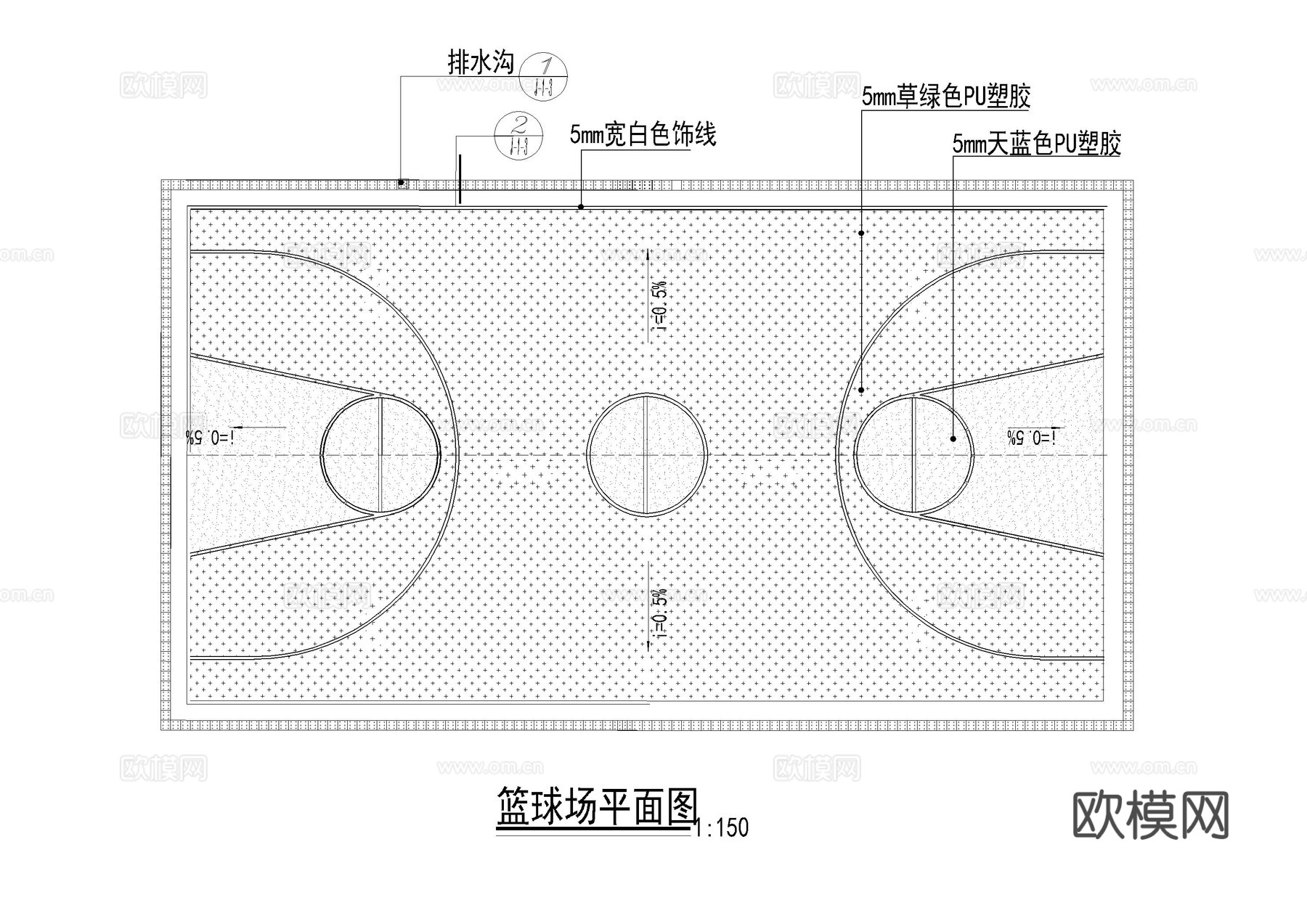 篮球场施工图cad施工图