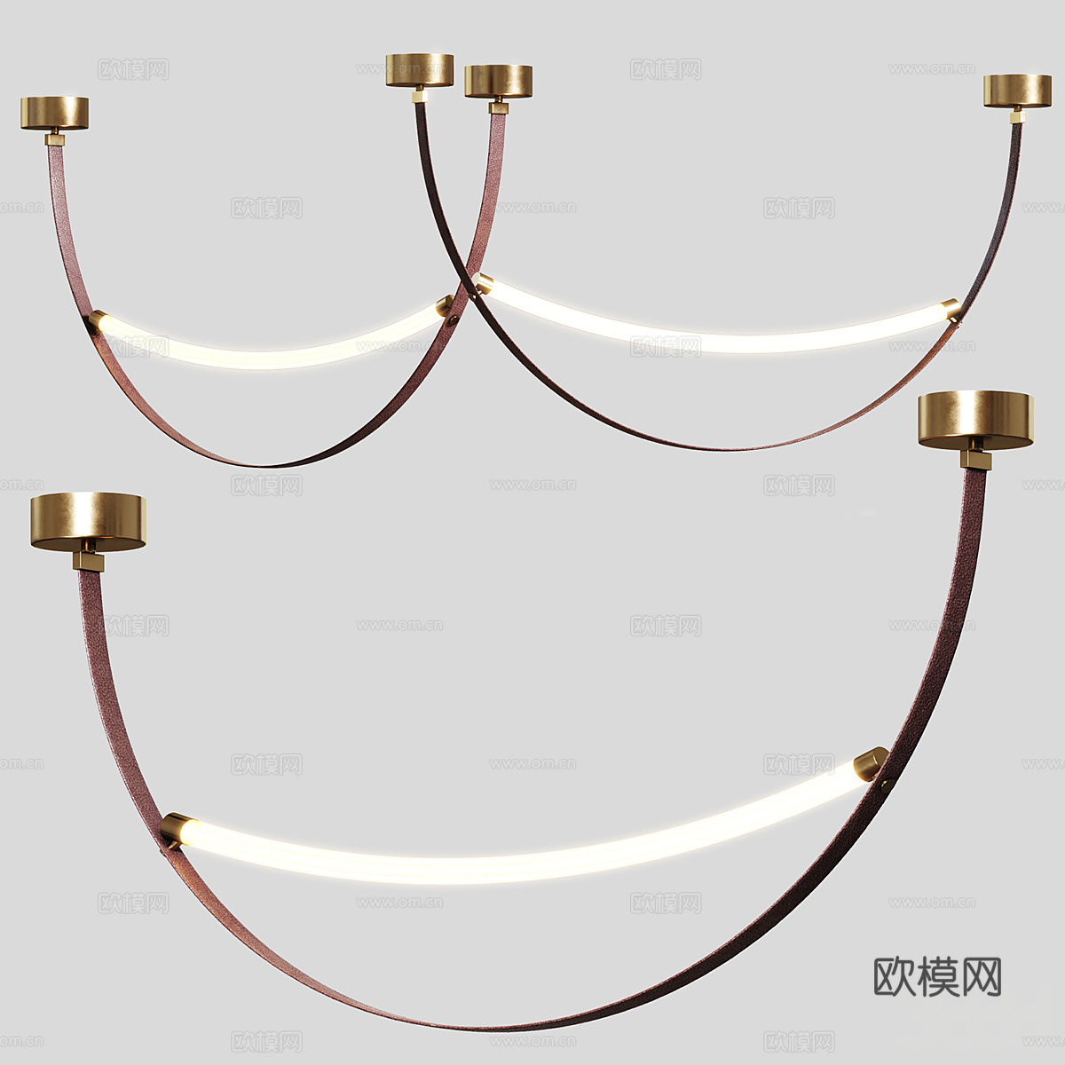现代意式轻奢带状装饰吊灯3d模型