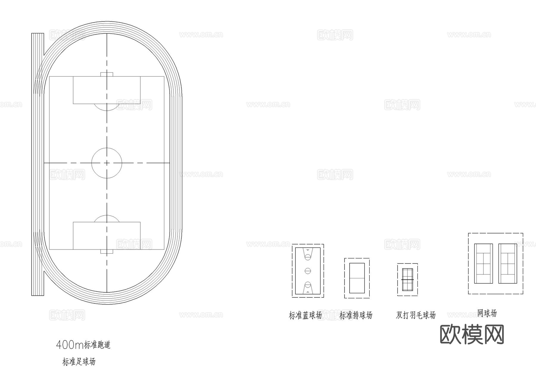 标准篮球场图库cad施工图