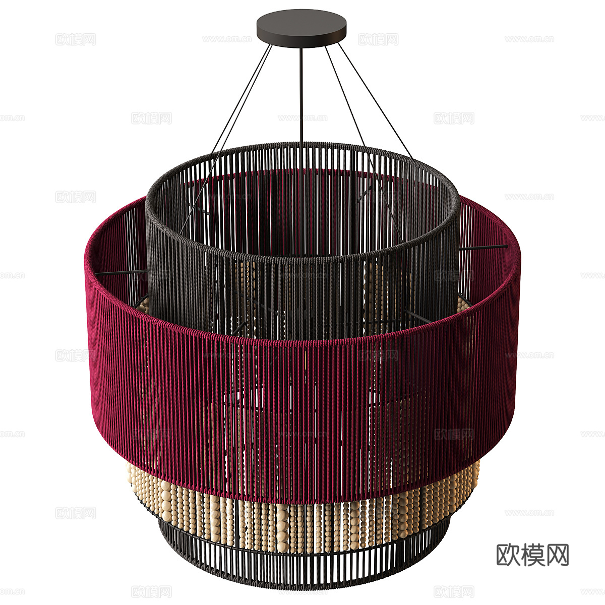 新中式藤编装饰吊灯3d模型
