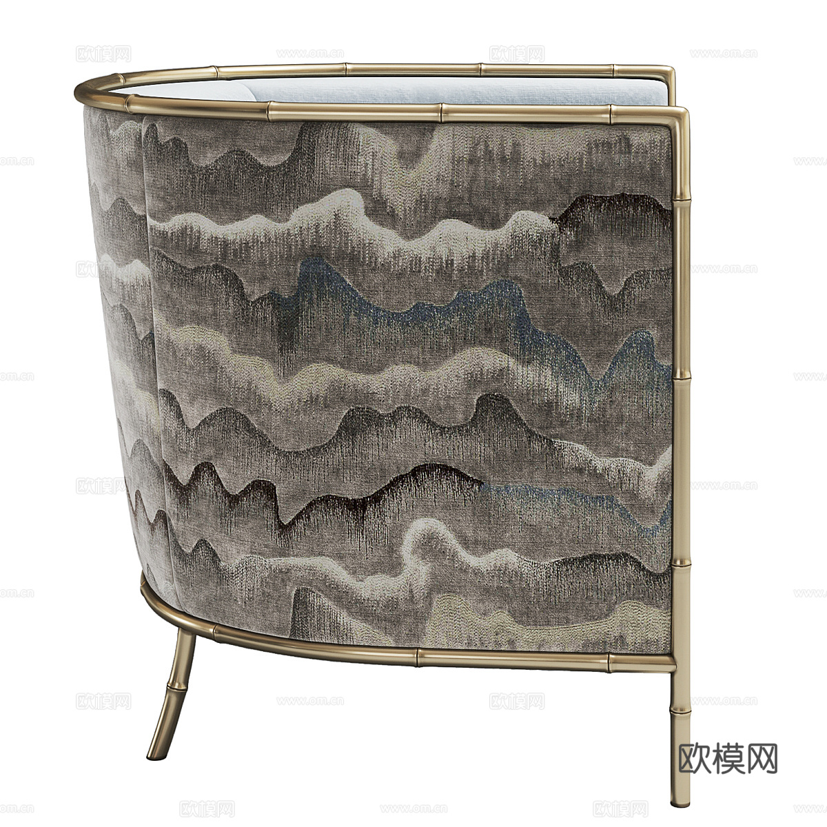 新中式轻奢布艺休闲椅3d模型
