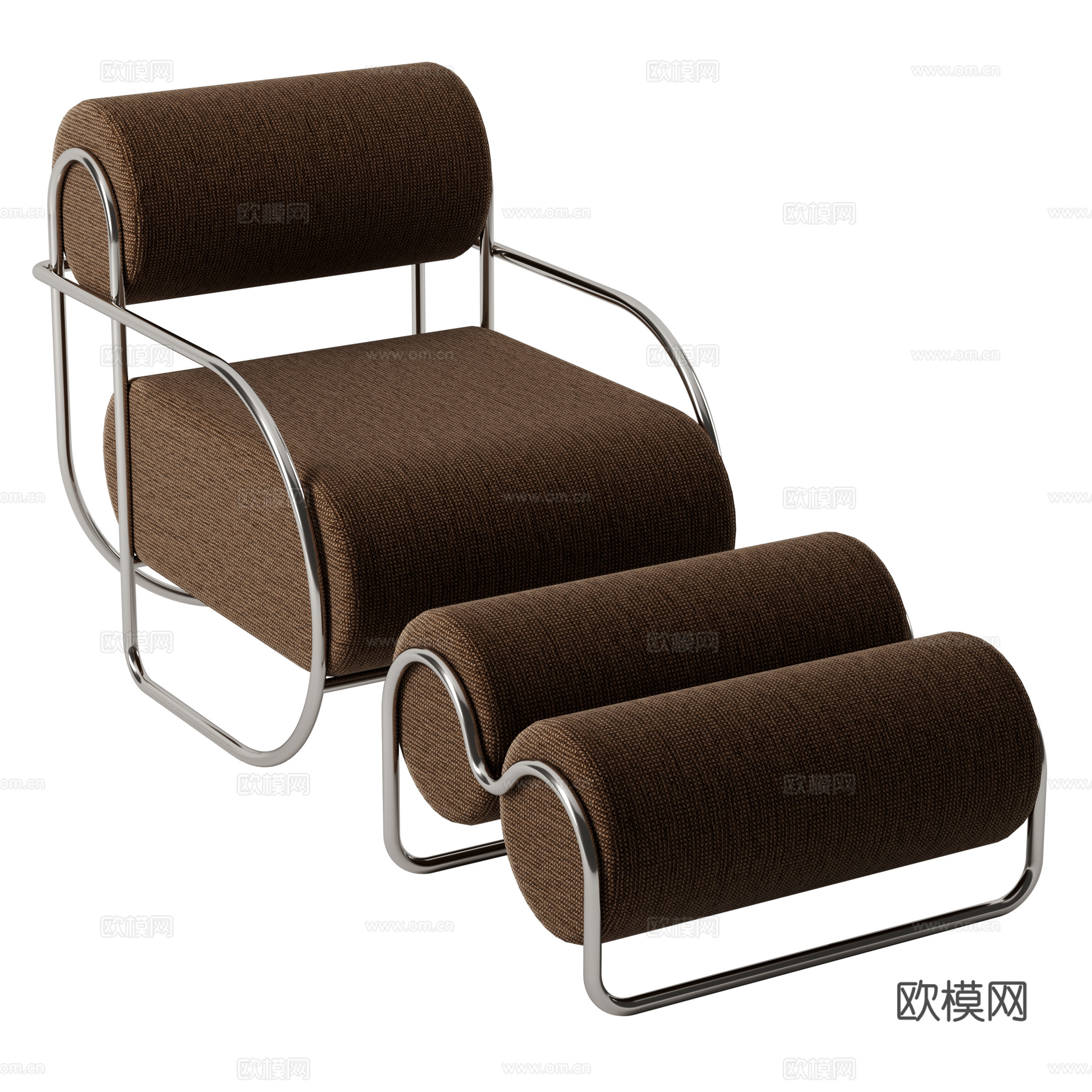 现代意式极简布艺休闲椅3d模型