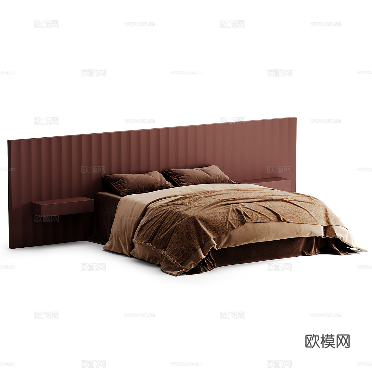 现代意式布艺双人床3d模型