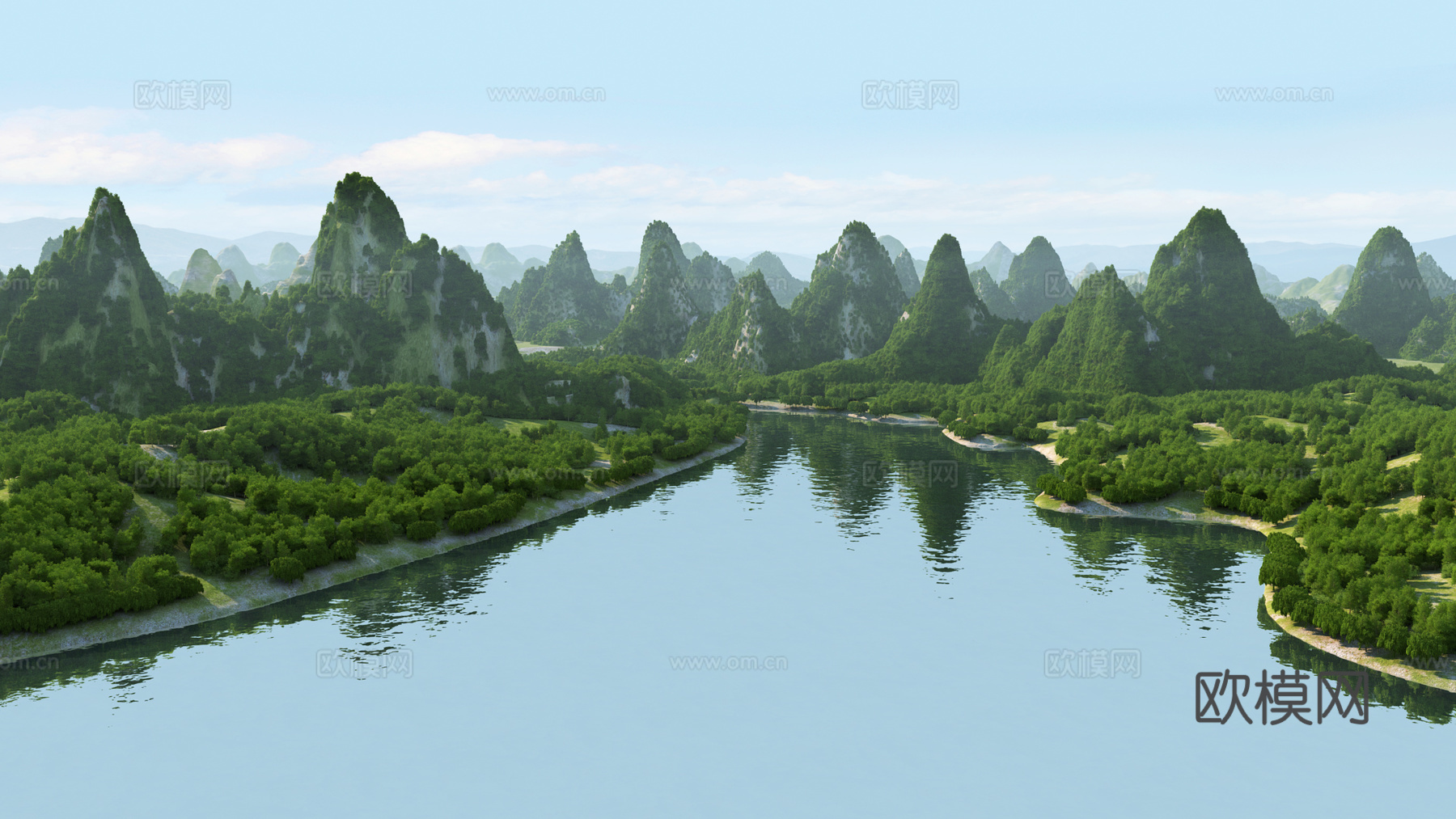 现代桂林山水景观3d模型