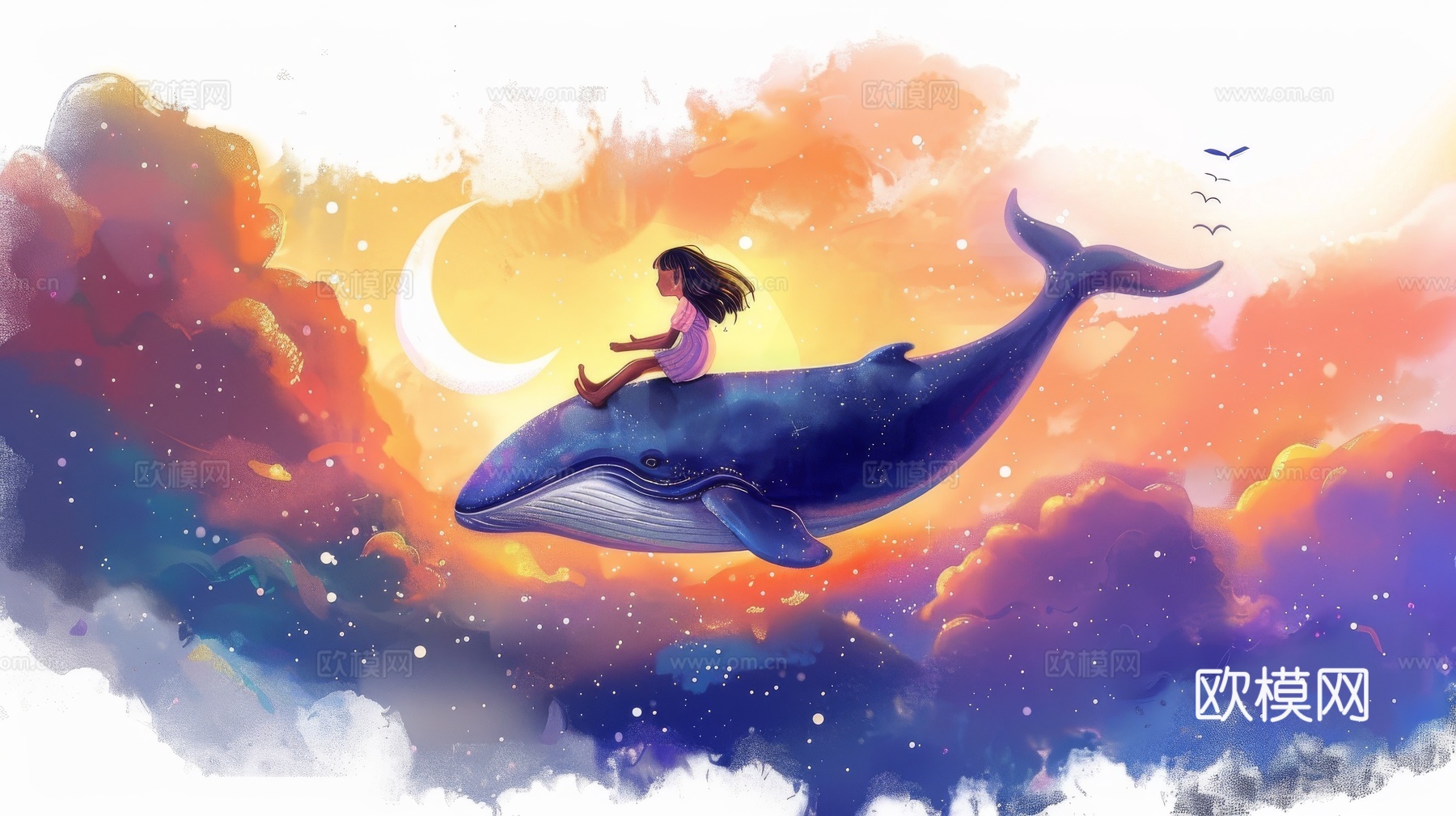 儿童房卡通壁纸壁画下载（渲染图6）