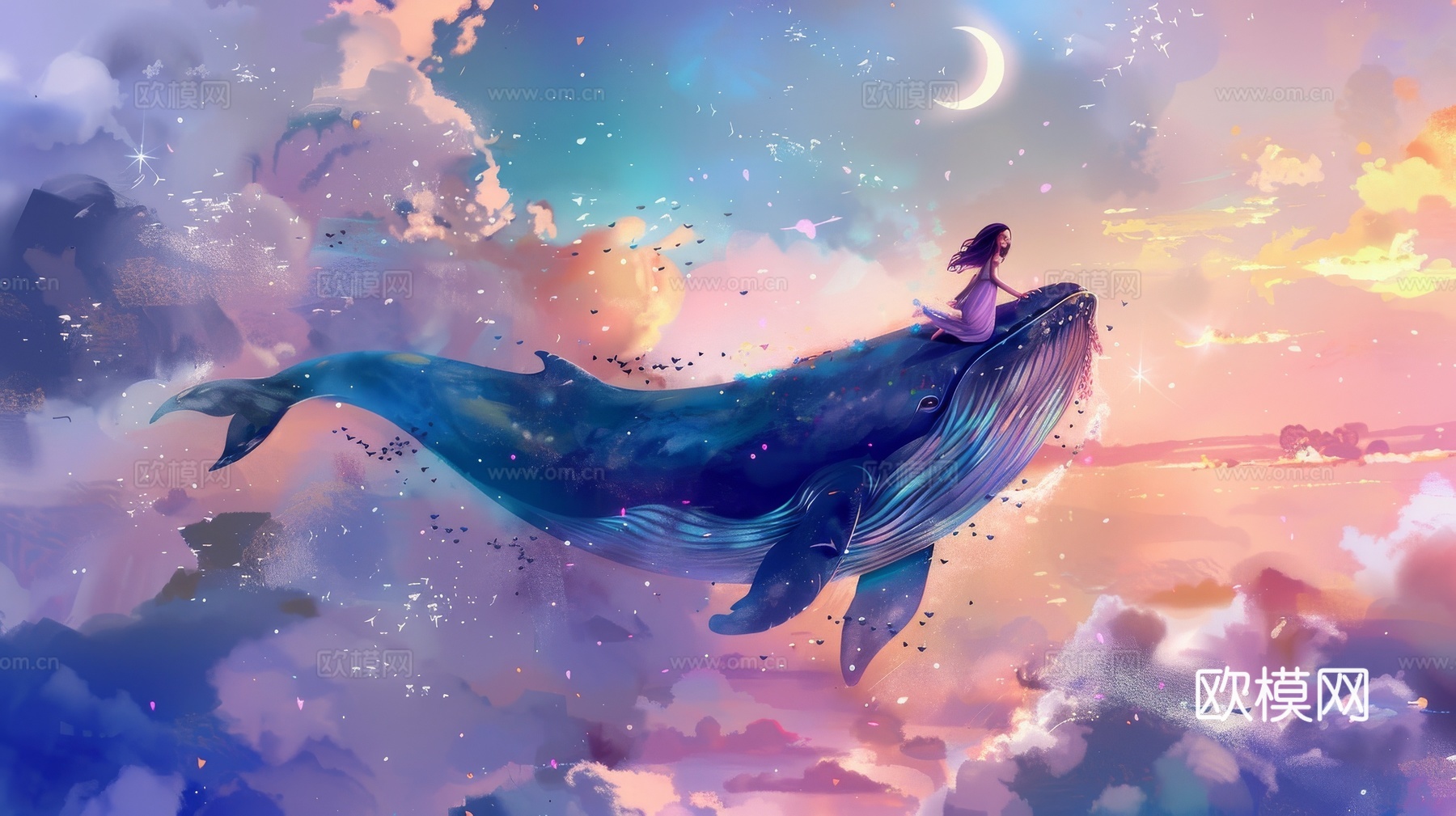 儿童房卡通壁纸壁画下载（渲染图7）