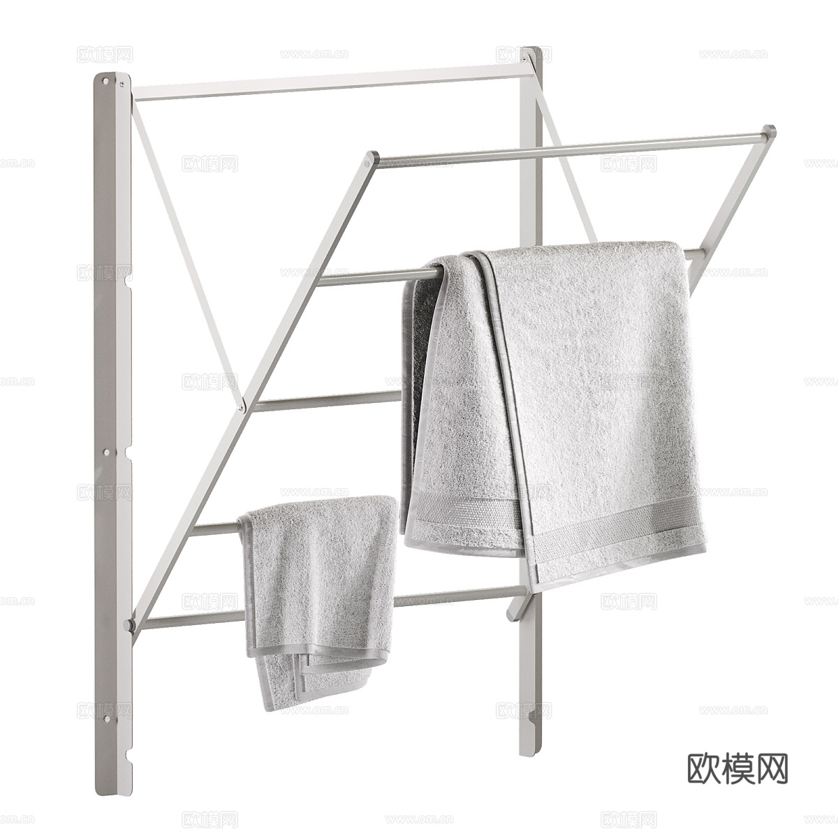 现代极简壁挂式折叠晾衣架3d模型