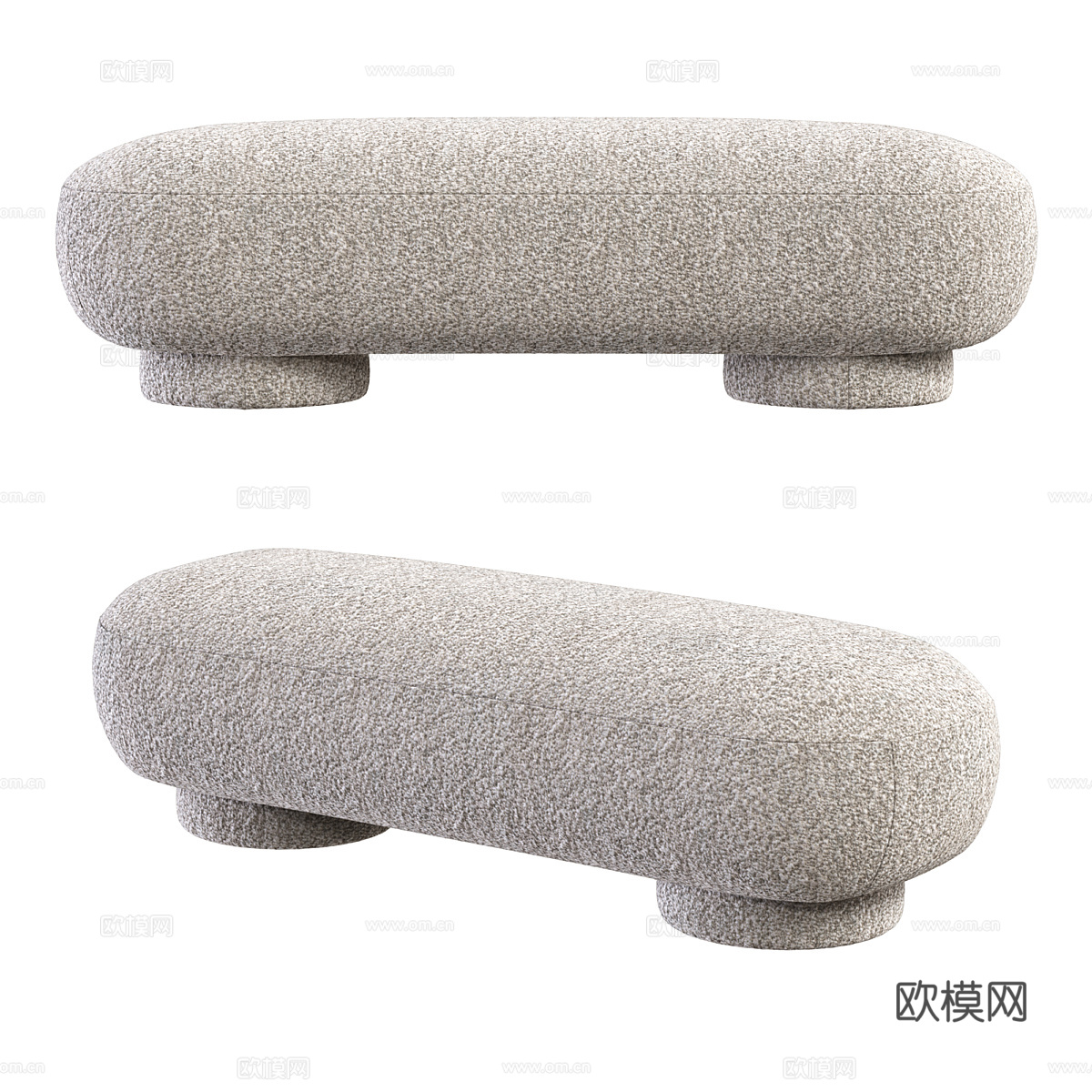 现代奶油风 Munro 布料长凳3d模型