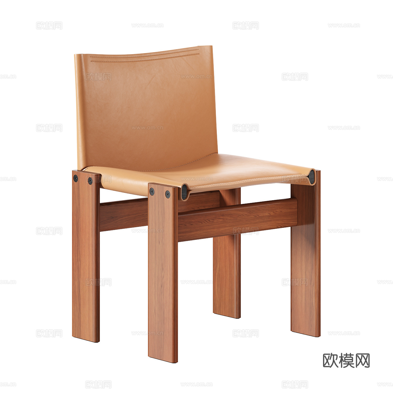 Molteni&C 中古风单椅 极简单椅 皮革单椅 餐椅3d模型