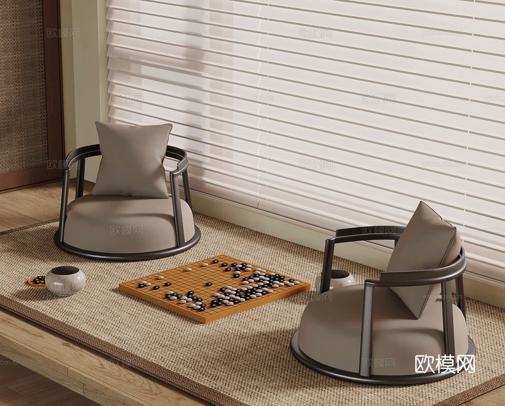新中式娱乐桌 围棋桌 榻榻米3d模型