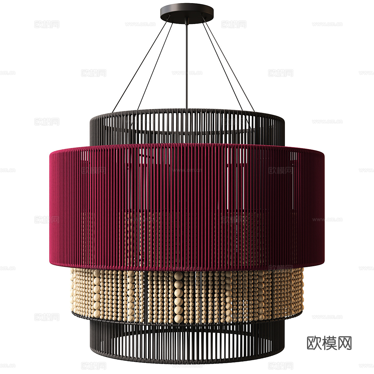 新中式藤编装饰吊灯3d模型