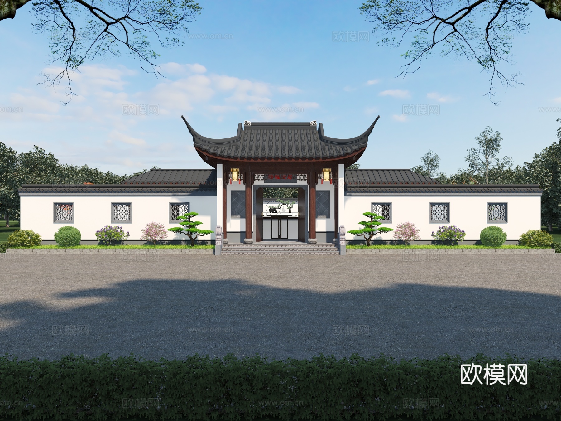 新中式大门古建大门徽派大门庭院大门苏式园林大门入户大门3d模型
