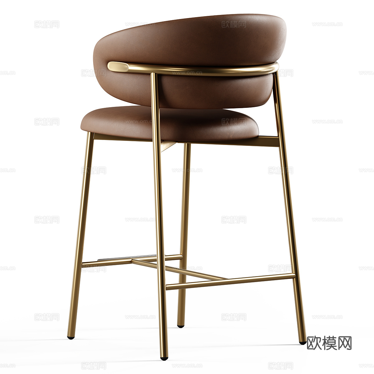 现代意式皮革吧台椅3d模型